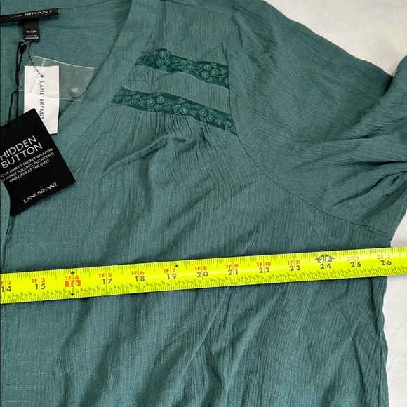 Lane Bryant Plus Size Woman’s 18/20 Green Gauzy Top NWT Fall Festival Casual - Picture 6 of 9